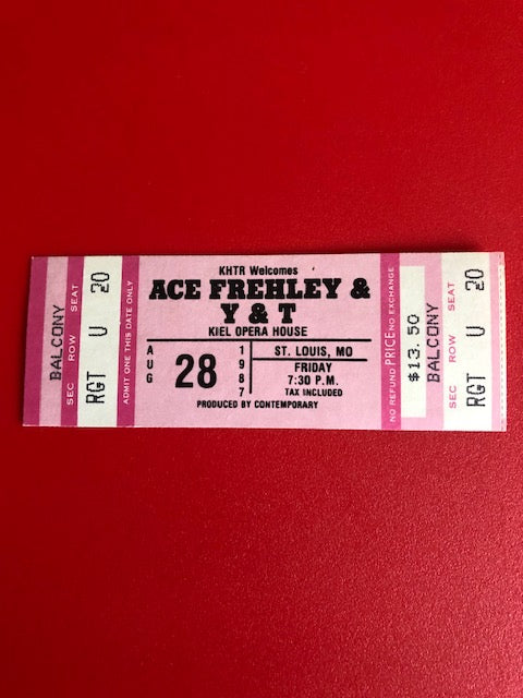 Ace Frehley and Y & T - Vintage Concert Ticket August 28th 1987 - Kiel Opera House