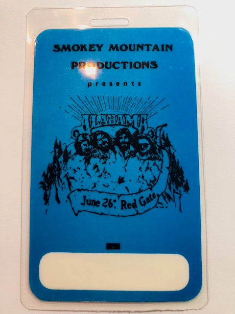 Alabama - Red Gate Concert June 1982 - Backstage Pass