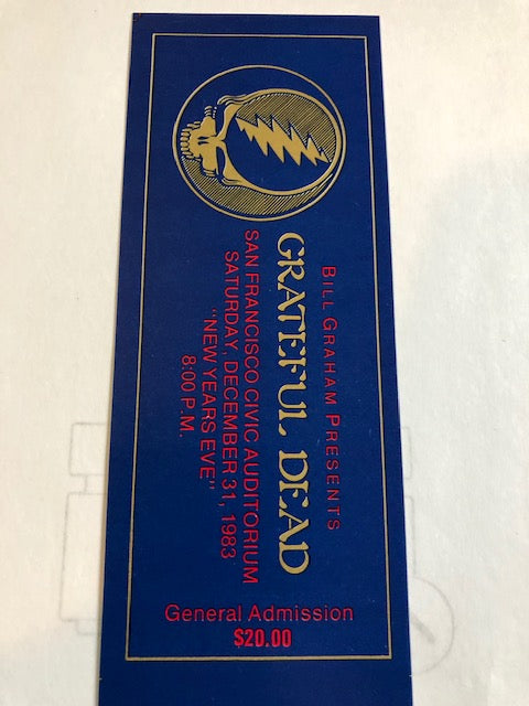 Grateful Dead - Vintage Concert Ticket - San Francisco December 31st, 1983
