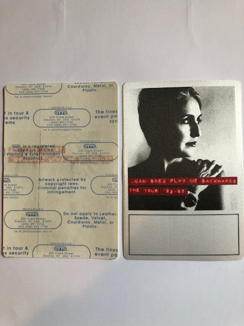 Joan Baez - Play Me Backwards Tour 1992-93 - Backstage Pass