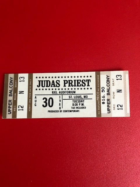 Judas Priest - Vintage Concert Ticket from August 30th, 1988 - Kiel Auditorium