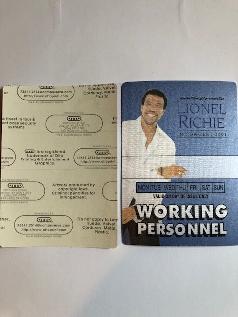 Lionel Richie - Tour 2001 - Backstage Pass
