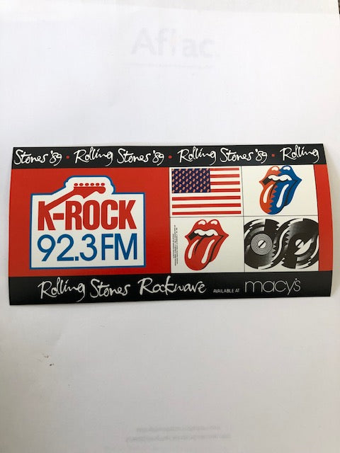 Rolling Stones - Bumper Sticker Promotion from K-Rock 1989 - Backstage Pass