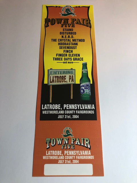 Special Event Town Fair Five Concert 2004 - Staind, Disturbed, N.E.R.D., Hoobastank, Sevendust, Finch **Rare Ticket-