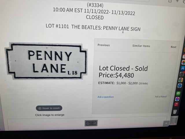 The Beatles - Authentic Penny Lane Street Sign