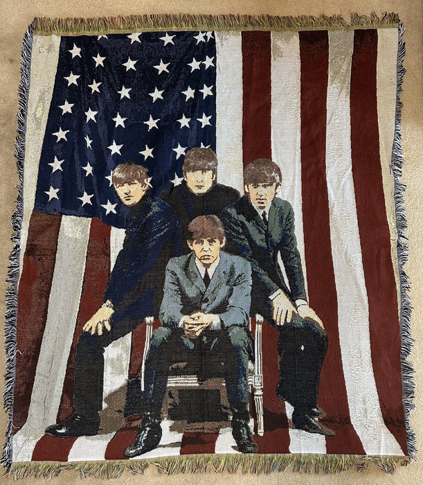 The Beatles - The Beatles with American flag Afghan/Tapestry/Throw