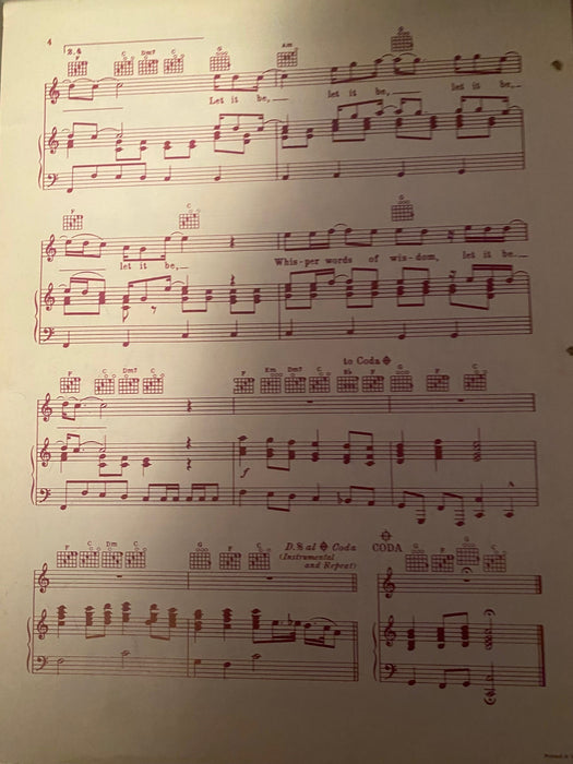 The Beatles - Let It Be2 / Come Together / Baby You're A Rich Man - Sheet Music