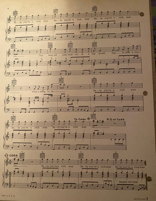 The Beatles - Let It Be2 / Come Together / Baby You're A Rich Man - Sheet Music