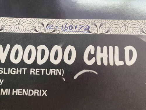Jimi Hendrix - Voodoo Child - Sheet Music **Rare