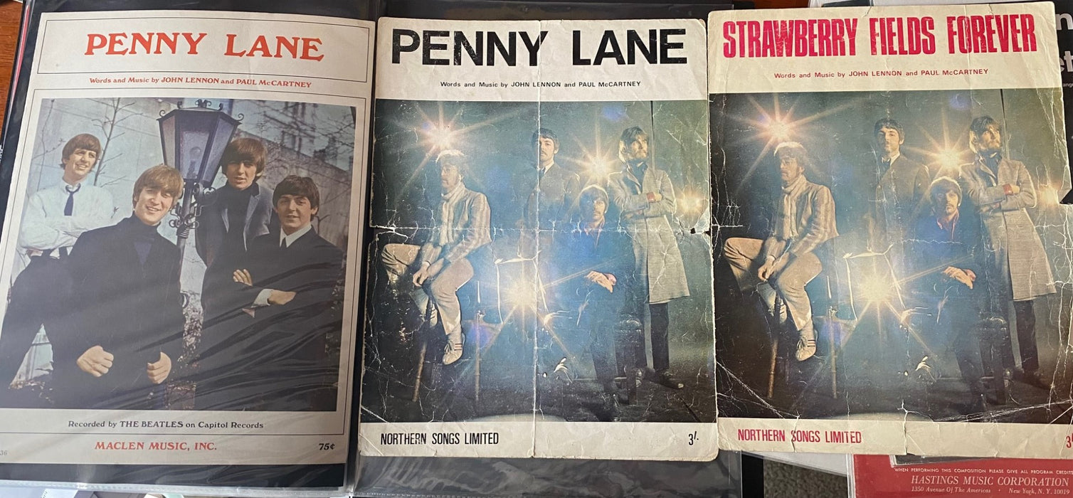 The Beatles - Sheet Music - Penny Lane UK / Penny Lane USA / Strawberry Fields  **Rare