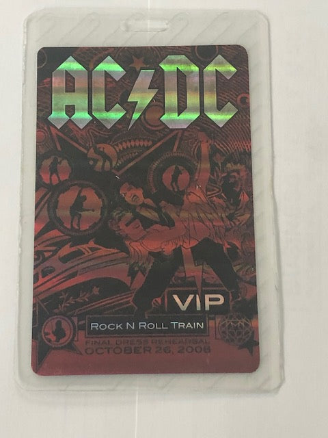 AC/ DC -Rock N Roll Train - Dress rehearsal Oct 2008 - Foil Backstage Pass Very Rare