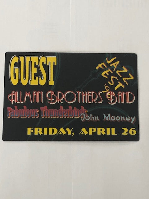 Allman Brothers Band & The Fabulous Thunderbirds - Jazz Fest 1996 - Backstage Pass