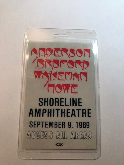 Yes - Anderson Bruford Wakeman Howe - Concert as Shoreline Amphitheatre 1989 - Backstage Pass