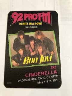 Bon Jovi with Cinderella - Providence RI 1987 - Radio Promo Backstage Pass