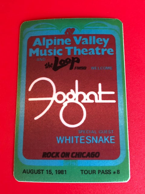 Foghat & Whitesnake- Concert at Alpine Valley 1891 - Backstage Pass