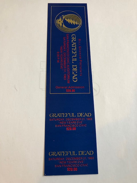Grateful Dead - Vintage Concert Ticket - San Francisco December 31st, 1983