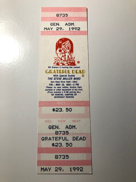 Rare 1992 Grateful Dead Ticket