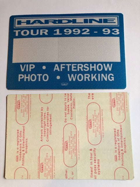 Hardline - Double Eclipse Tour 1992-93 - Backstage Pass