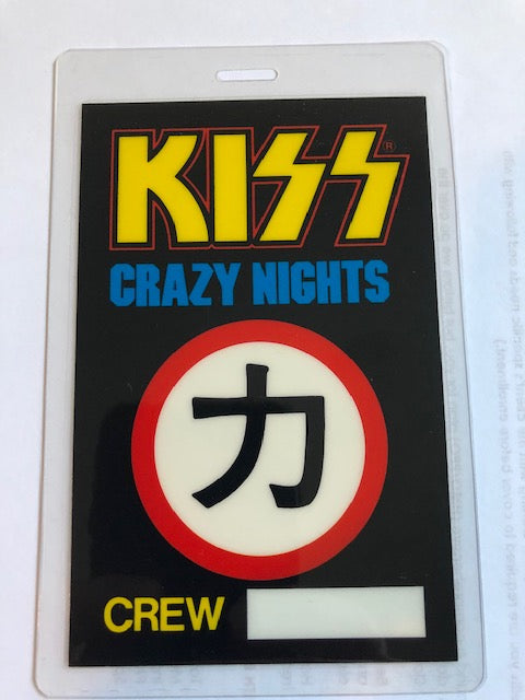 KISS - Crazy Nights Tour - Oversized & Laminated Backstage Pass 1987-1988