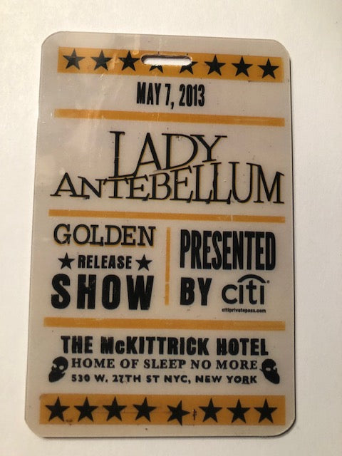 Lady Antebellum - Concert at McKittrick Hotel 2013 - Backstage Pass