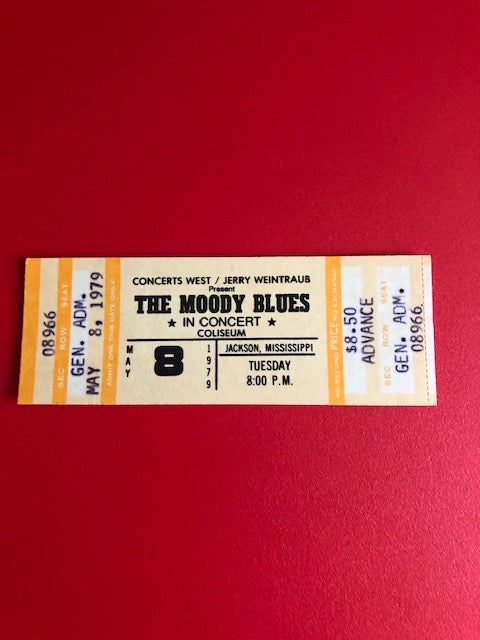 Moody Blues - Advance Ticket from Jackson MS Coliseum May 8th, 1979