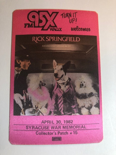 Rick Springfield -  Syracuse War Memorial 1982 - Backstage Pass ** Rare