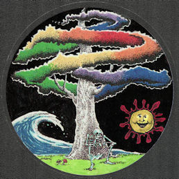 Grateful Dead - Car Window Tour Sticker/Decal - Skeleton Smoking a Joint under the Rainbow Tree