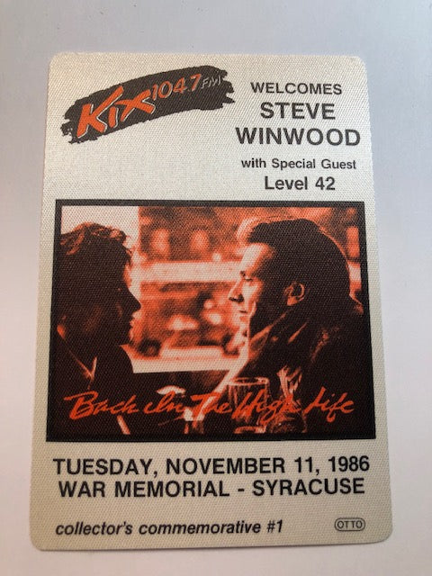 Steve Winwood - Concert in Syracuse 1986 - Backstage Pass **Rare
