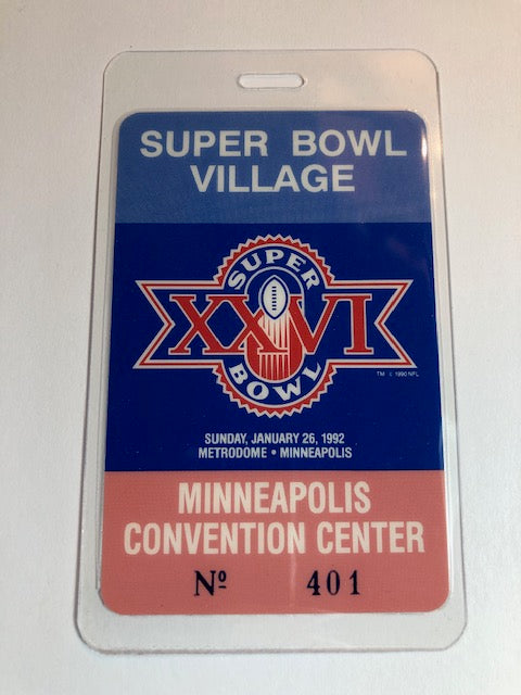 Special Event - Super Bowl XXVI - 1992 Numbered Village Backstage Pass