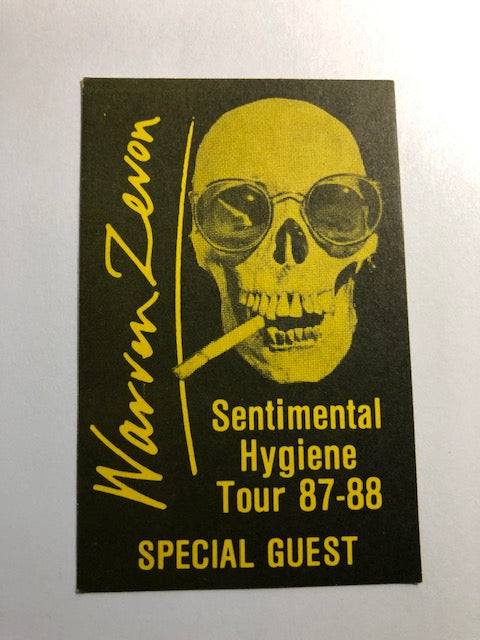 Warren Zevon - Sentimental Hygiene Tour 1987-88 - Backstage Pass ** Rare