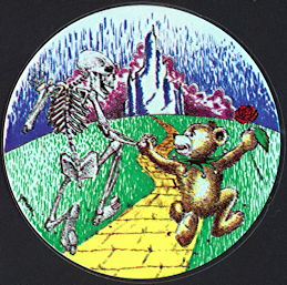 Grateful Dead - Car Window Tour Sticker/Decal - Bear & Skeleton on the Yellow Brick Road