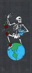 Grateful Dead - Car Window Sticker/Decal - Skeleton Throwing Roses onto the Earth